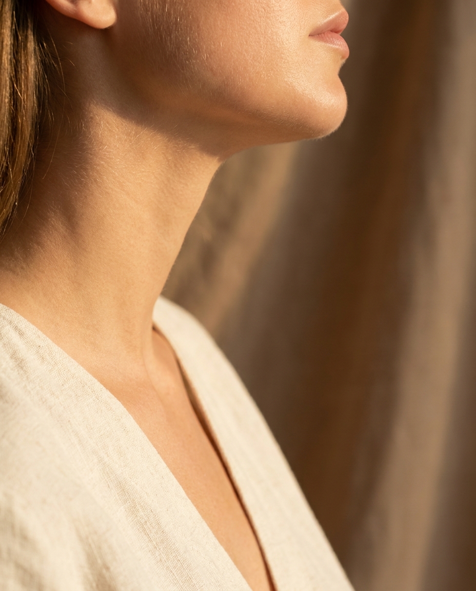 Macro close-up of luminous skin texture in soft daylight
